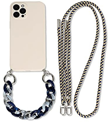 Rokmym La Mode Coque chaîne de téléphone Compatible avec iPhone 11 TPU étui pour téléphone 3 en 1 Bracelet Lanyard Coque en Silicone Souple avec dragonne Tendance Coque pour iPhone 11
