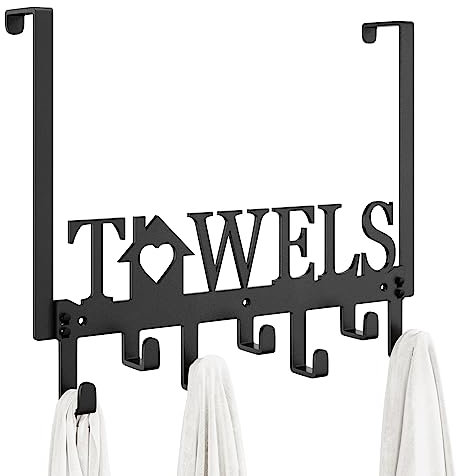 SWTYMIKI Over Door Hooks, Over Door Hanger Without Drilling, Heavy Duty Over Door Coat Hooks with 7 Hooks for Hanging Coats, Towels,Clothes, for Bedroom, Bathroom, Living Room