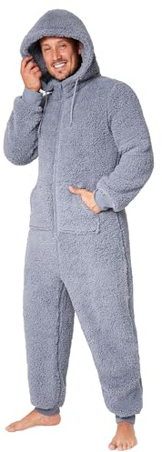CityComfort Schlafoveralls für Herren und Teenager, Fleece Onesie Jumpsuit Herren Warm Kuschelig Schlafanzug Herren Lang M-3XL - Geschenke für Männer