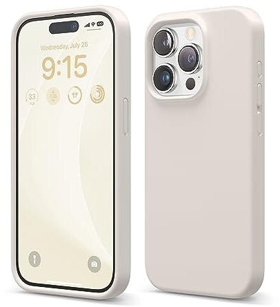 elago Flüssig Silikon Case Kompatibel mit iPhone 15 Pro Hülle, Premium Silikon Handyhülle, Ganzkörper Schutzhülle [4 Lagige Stoßfeste Struktur], Kratzfestes Weiches Mikrofaserfutter (Taupe)