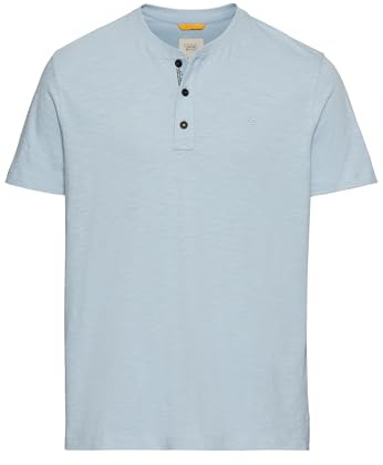 camel active Herren Kurzarm Henley aus Reiner Baumwolle Blau, Menswear-XL