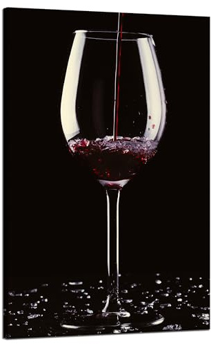 GP TONER Modern Kunstdruck Wandbilder Leinwandbild auf Keilrahmen Leinwanddruck Küche Glas Wein 50x80 cm Leinwandbilder für Ihr Zuhause oder Büro