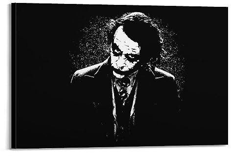 KWID Joker-Filmplakate, schwarz-weißes Poster, dekorative Malerei, Leinwand, 60 x 90 cm