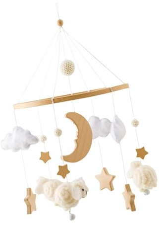 F Fityle Sonajeros móviles para Cuna de bebé, decoración Montessori para recién Nacido, Adornos de Fieltro, decoración Colgante, Campana de Cama, Juguete para, Beige