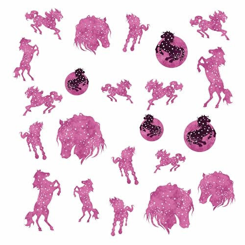 BIKE-label X400127VA Lot de 22 autocollants pour vélo électrique Motif chevaux Rose