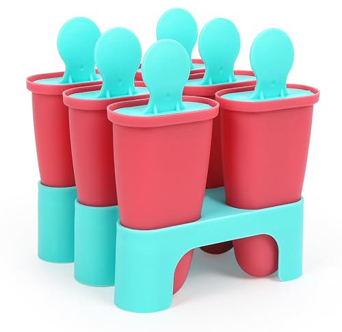 Bluelves Eisformen Silikon, 6 Eisformen Eis am Stiel, DIY Ideen Eiscreme Formen,Eisförmchen BPA Frei für Kinder, Popsicle Formen Set mit Sticks und Tropfschutz
