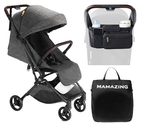 MAMAZING Leichter Reise-Babywagen mit Organizer und Kissen, Mom's Choice Gold Award Gewinner, kompakt und flugzeugtauglich, Einhand-Klappdesign, 5,5 kg, perfekt für