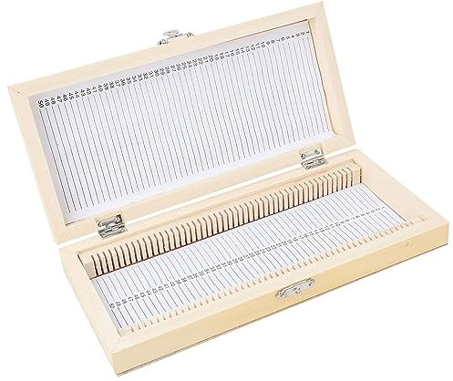 50 Stück Objektträger-Aufbewahrungsbox aus Holz mit Metallschnalle, Großes Fassungsvermögen für die Ordentliche Aufbewahrung von Objektträgern