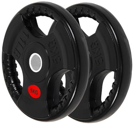 ALLinLIFE Discos Pesas, 2.5/5/7.5/10/15/20kg, Discos Mancuernas de Hierro Fundido Ø30/50mm, Antideslizante/Impermeable, Discos de Pesas Metálicas para Barras Olimpicos (Ø30mm-5kg*2)