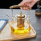 FIYSON Teekanne mit Siebeinsatz,1L,Glas Teekocher mit abnehmbarem Teesieb,Tea Pot Modern Hitzebeständig, Teekanne mit Kupfergriff,für Losen Tee Oder Beutel Teeglas,für Herd,Elektroherd (Transparent)