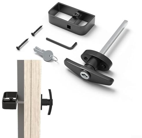 T-Handle Lock Set, Garage Door Lock, Shed Door Handle Lock Set, With Outside T Locking Mechanism, Inside D Handle, 2 Keys, 2 Screws For Playhouse