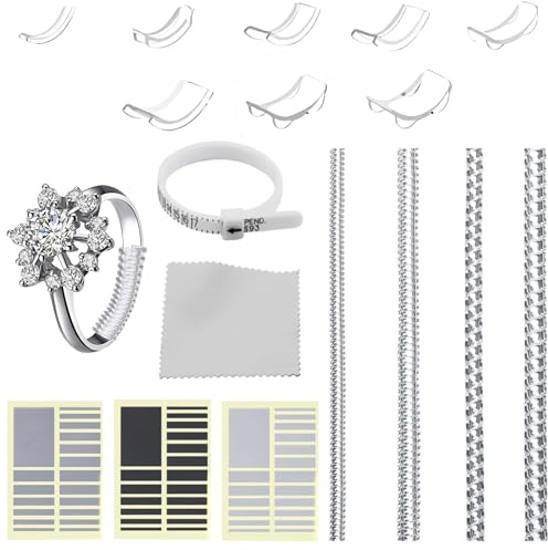 71 Stück Unsichtbarer Ringgrößenversteller Set, Verkleinerung Ring Sizer Adjuster Unsichtbarer Ringverkleinerer mit Abstandshalter Ringgrößenmesser für Lose Ringe