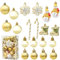 HERZONE 20pcs weihnachtsanhänger Weihnachtsbaumschmuck weihnachtskugeln, zuckerstangen,Sterne,schneemann und Weihnachtsstiefel für Weihnachtsbaum (B-Gold)