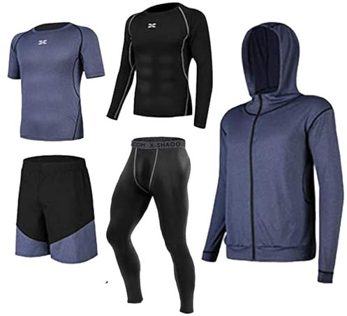 Danfiki Tenue de sport pour homme - Ensemble de course à pied pour homme, bleu, M