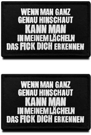 2 Stücke WENN MAN GANZ,Fick Dich Erkennen Lustig Fun Humor Aufnäher mit Verschluss Taktisch Patches für Kleidung Rucksack Uniform Weste Biker Jacke Jeans Dekor Hundegeschirr