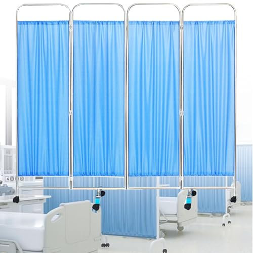 Hydravex Mobiler Raumteiler mit 4 Paneelen und Faltbarer Sichtschutz mit Rädern, medizinischer Sichtschutz für Notaufnahme, Krankenstation, Krankenhaus-Trennwand, Sichtschutz-Trennwand