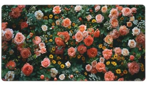 Rosa Tappetino Mouse Gaming,Tappetino Mouse Grande 700x400mm,Tappetino Mouse Pianta Tappetino Gaming Impermeabile,Antiscivolo Mousepad,Migliora Precisione e Velocità,Accessori Gaming,Regalo ly-207