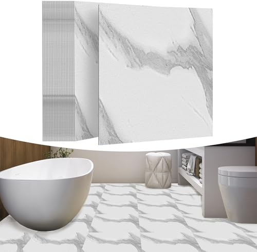 YRHome 27 Stücke PVC Bodenbelag Selbstklebend 2,51m² Vinylboden Bodenfliesen Klebefliesen 30x30cm Venylbodenbelag Laminat Wasserdicht Rutschfest PVC Fliesen Dekor-Dielen Fliesenoptik Marmor Beige