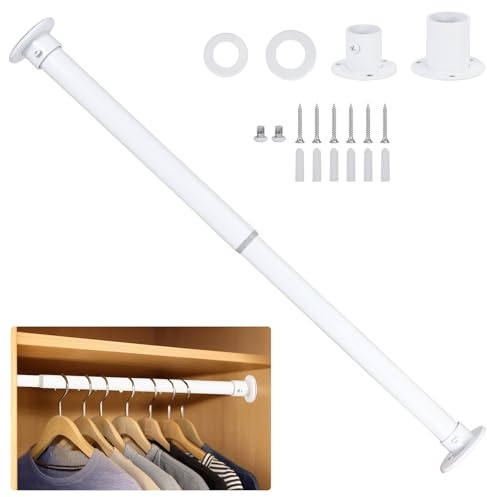 Wardlock Kleiderstange Schrank ausziehbar, Edelstahl Ausziehbare Kleiderstange für Kleiderschrank Innen, Teleskop Schrankstange für Kleidung (White, 48cm-80cm)