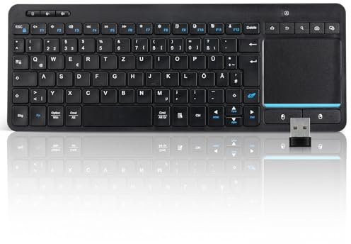 Bnnwa Kabellose Bluetooth-Tastatur mit Touchpad, kabellose TV-Tastatur mit Multi-Touch-Trackpad, unterstützt 3 Geräte für TV, Windows, Android, Chrome OS, Laptop, Tablet