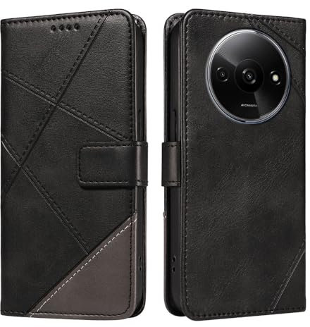 XINNI Cover per Xiaomi Redmi A3 Custodia, Cellulare Libro Antiurto Flip Pelle PU/TPU, Portafoglio Flip Magnetica Case, Nero