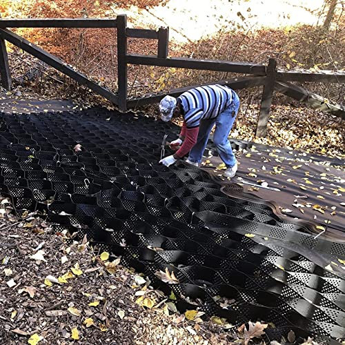 Robustes Kiesgitter für Gehwege, Auffahrt, Unterbau, flexibel, zusammenklappbar, Bodenstabilisator, Bodenspind, schwarz, 4 x 9 m