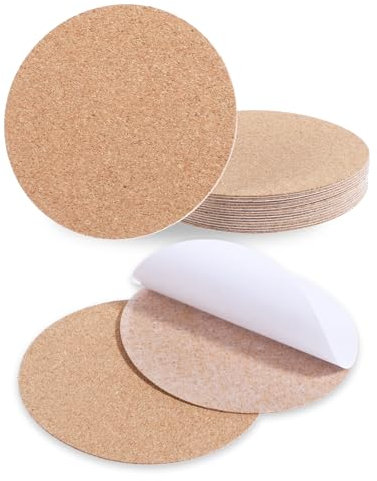 TIESOME 16 PCS Adhesive Runde Kork Untersetzer, Selbstklebender Kork für Untersetzer für DIY Handwerk Getränke Home Tabletop Dekorati