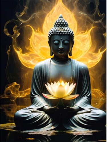 RICUVED Peinture Bouddha Diamant Art Kits Complet 5D Diamond Painting Adultes,DIY Kit Diamond Painting Bouddha 30x40 cm,Diamant Painting Peinture Set