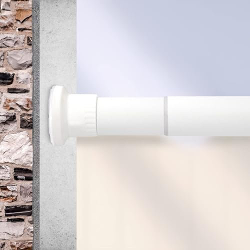 Qlfyuu Curtain Rail Tension Rod Extendable Curtain Pole, Heavy Duty Curtain Rod Pole No Drilling, Telescopic Curtain Pole Rust Free (White, 310-410CM)