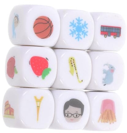 UPKOCH 9 Stück Geschichte Würfel Früherziehungswürfel Spielwürfel Zum Geschichtenerzählen Würfel Lernen Würfel Geschichtenwürfel Klein Spielwürfel Acryl