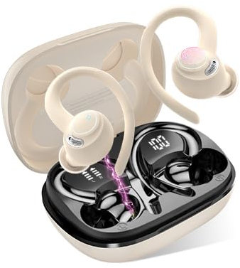 Cuffie Bluetooth Sport, Auricolari 5.4 con Mic Stereo, Cuffie Wireless con Ricarica Rapida USB-C, Cuffiette Doppio Display LED, IP7 Impermeabili Auricolare, 48H, Cuffie Senza Fili Corsa Running