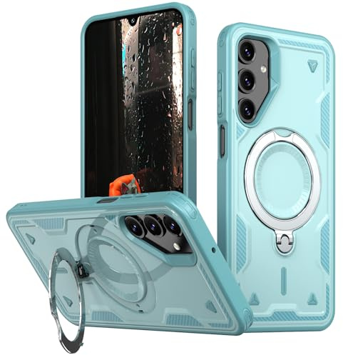 PanXCase Hülle für Samsung Galaxy A17 5G/4G - Handyhülle Militär Panzerhülle 360° Metall Ring Ständer Magnetisch Stoßfest Puffer Armor Neu Schutzhülle (Light Blue)