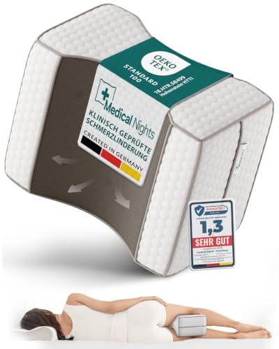 Medical Nights® Kniekissen für Seitenschläfer – entlastet Hüfte & Rücken | Orthopädisches Beinkissen für Seitenschläfer – Memory Foam in medizinischer Qualität, atmungsaktives Mesh, Anti-Rutsch