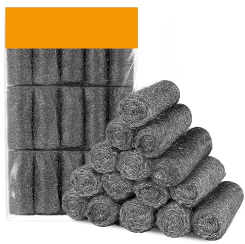 Steel Wool Pads 00 15PCS - Steel Wool 00 Mice Control Weep Hole Covers Walls Fill Roll Glass Wood Fabric