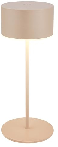 BRILONER - Rechargeable LED Table Lamp IP44 with Touch, Dimmable, Light Edge, LED, Cordless, 8X18 cm, Beige