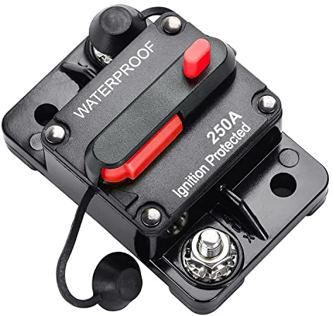 Gebildet 12V-42VDC 250A Circuit Breaker for Marine Trolling Motors Boat ATV Manual Power with Manual Reset Waterproof Inline Fuse Inverter