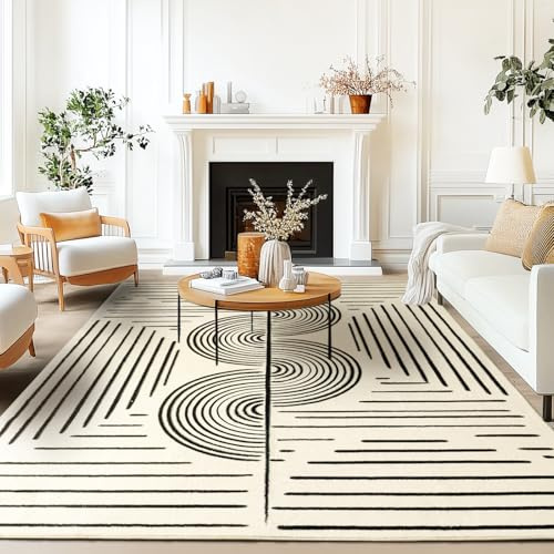 Waschbar Teppich Wohnzimmer 200x300cm, Moderne Geometrische Indoor Teppiche | Großer Kurzflor Teppich Waschbarer Teppiche Rutschfest Design für Esszimmer Küchen Schlafzimmer Büro Bereich Dekor