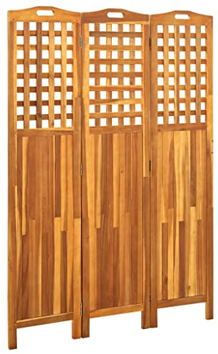 HFXHIJXQ Raumteiler Paravent 3-teilig Akazien Massivholz 121x2x170 cm klappbar Sichtschutz für Wohnzimmer Garten Balkon Innen & Outdoor