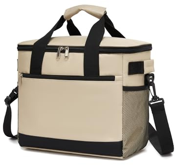 Kono Bolsa Termica Porta Alimentos 20L, Grande Nevera Portatil, Plegable Bolso Lancheira Termica Isotermica para Hombre, Mujer, Playa, Camping, Trabajo, Picnic (Caqui, 20L)
