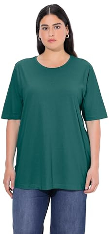 Ulla Popken Damen große Größen Übergrößen Plus Size T-Shirt, Rundhalsausschnitt, Relaxed, Halbarm Petrol 66+ 486910745-66+