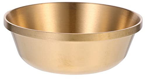 DIYEAH Bol D'offrande Bouddhiste en Laiton Pur, Bol D'eau Tibétain N°8, Bassin D'eau Bénite Poli et Épaissi, Récipient Rituel pour Contemplation et Décoration Intérieure, 1 Pièce