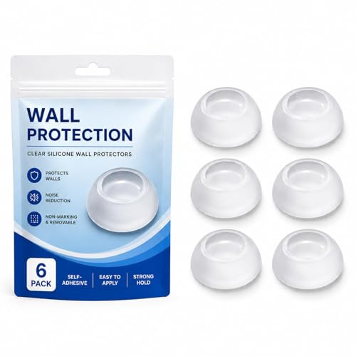 Pnrskter Door Stoppers, 6 Pcs Transparent Silicone | Door Handle Protectors, Self Adhesive Wall Cushion Pads, For Knobs, Cupboards, Fridge and Cabinets