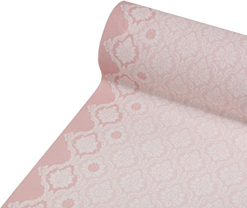 Sovie HORECA Airlaid Tischläufer Mandy in Altrosa – 40 cm x 24 m, 1 Stück – perforiert alle 120 cm – Ornament-Blütendesign - Einweg Tischdeko für Hochzeit & Gastronomie