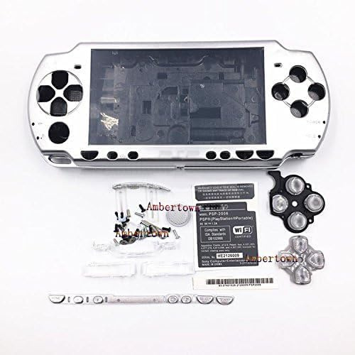 Ersatzgehäuse für PSP 2000 2001 2002 2003 2004 Serie, vollständiges Gehäuse mit Tastensatz (Silber)