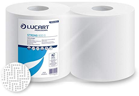 Lucart - Papel de cocina secado, 1600 roturas, rollos de papel de cocina 100% pura celulosa, doble capa, resistente, absorbente y para alimentos