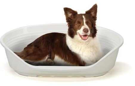 Ferplast Hundebett Kunststoff-Hundebett groß Hundeliege waschbar Hundekorb atmungsaktiv rutschfest Siesta Deluxe, 84 x 55 x h 28,5 cm, Weiss