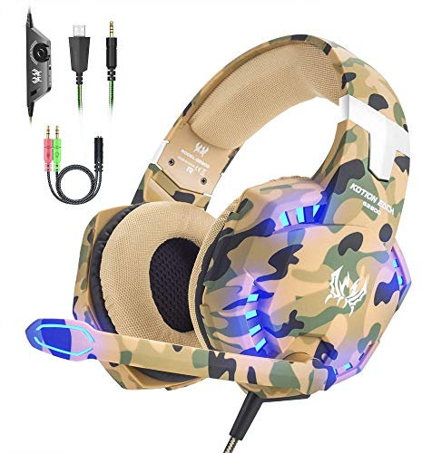 VersionTECH. Cuffie da Gioco per PS4 Cuffie Gaming con Microfono, Fascia Regolabile, Bass OverEar Jack da 3,5 mm, Luce LED, Controllo Volume, Basso Rumore per PS4/Xbox One/Nintendo Switch/PC/Mobile