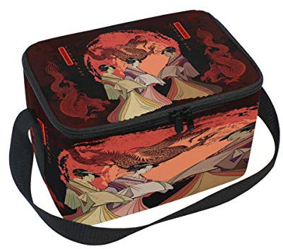 Use7 Vintage Japan Sun Geisha Drache Isolierte Lunch-Tasche Kühltasche Lunchbox für Picknick, Schule