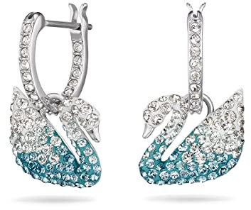 Swarovski, Swan Earrings, Blau, One Size