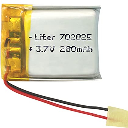 Batería 702025 LiPo 3.7V 280mAh 1.036Wh 1S 5C Liter Energy Battery para Electrónica Recargable teléfono portátil vídeo smartwatch Reloj GPS - No Apta para Radio Control 27x20x7mm (280mAh|702025) | Recargable de 2 cables sin conector 1S 5C para Electrónica teléfono vídeo smartwatch reloj - No apta para RC Radio Control